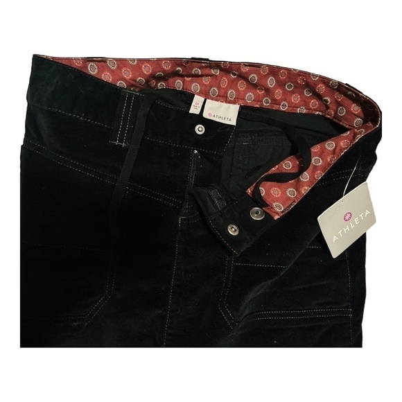 NEW Athleta Cotton Black Mini Skirt Velour Velvet Short Pockets Womens M - Picture 4 of 6